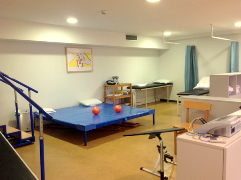 Vista da sala de fisioterapia